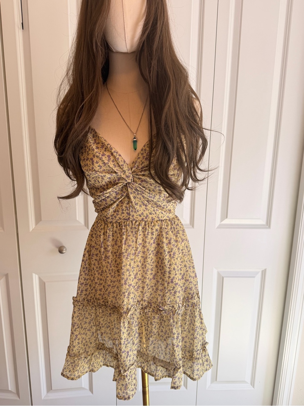 La Hearts Yellow Floral Tie-Front Mini Dress